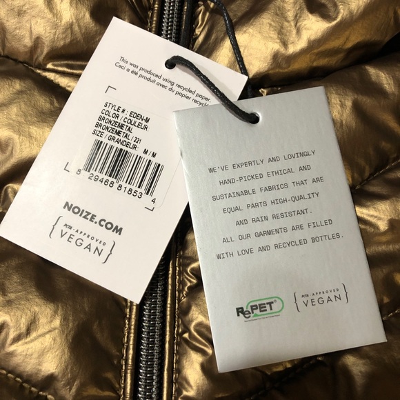BNWT Women’s NOIZE vegan brand Bronze colour PUFFER COAT - Picture 6 of 6